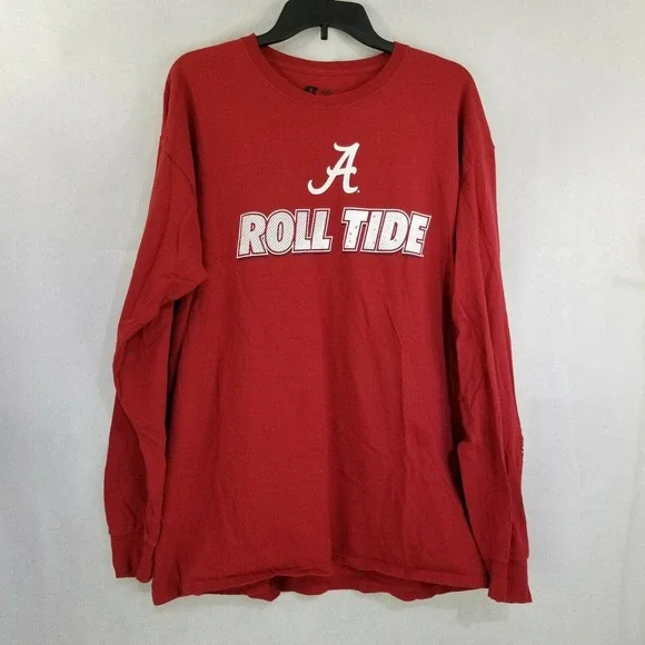 Alabama Football Shirt Mens XL Red White Roll Tide Long Sleeves Russel Athletic - Picture 1 of 11